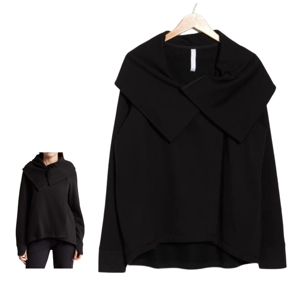 Z BY ZELLA Shooting Star Drape Collar Cardigan in Black Size XS